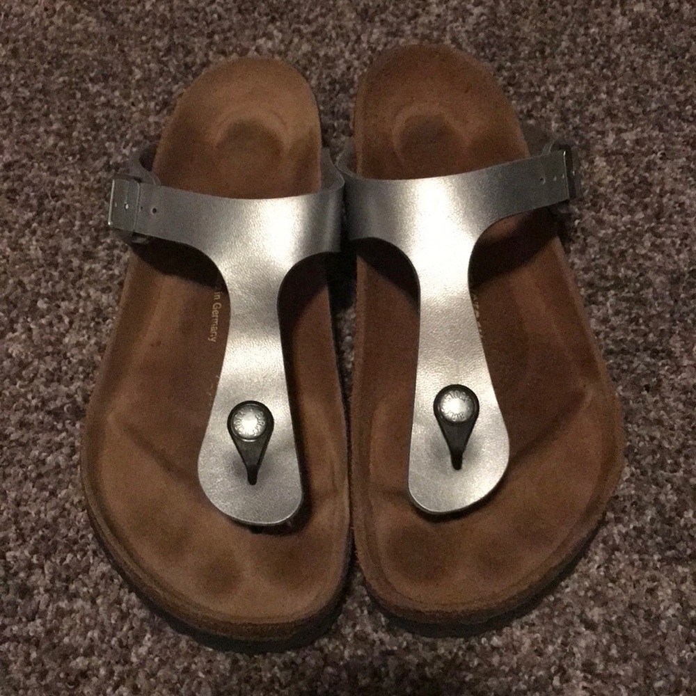 Silver Birkenstock sandals size 40